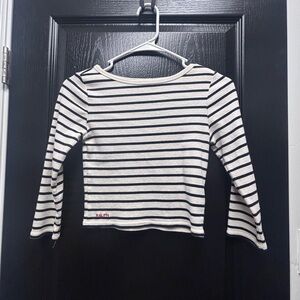 Ralph Lauren vintage Cream & navy  3/4 Striped Long-Sleeve boat neck  Tee